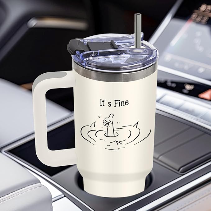 DUUV Motivational Gifts for Women Men, Funny Saying Tumbler 40 Oz with Handle Lid and Straws, Funny Coworker Gifts for Work Office, Inspirational Gift for Birthday Christmas, 1PCS
