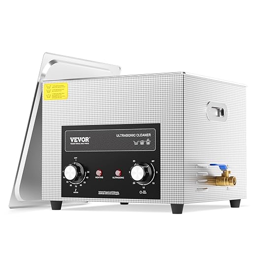 VEVOR 15L Sonic Cleaner with Heater Timer & Basket, Professional Digital Sonic Cavitation Machine, 360W Cleaning Machine for Lab Tools, Metal Parts, Carburetor, Brass, Auto Parts, Engine Parts