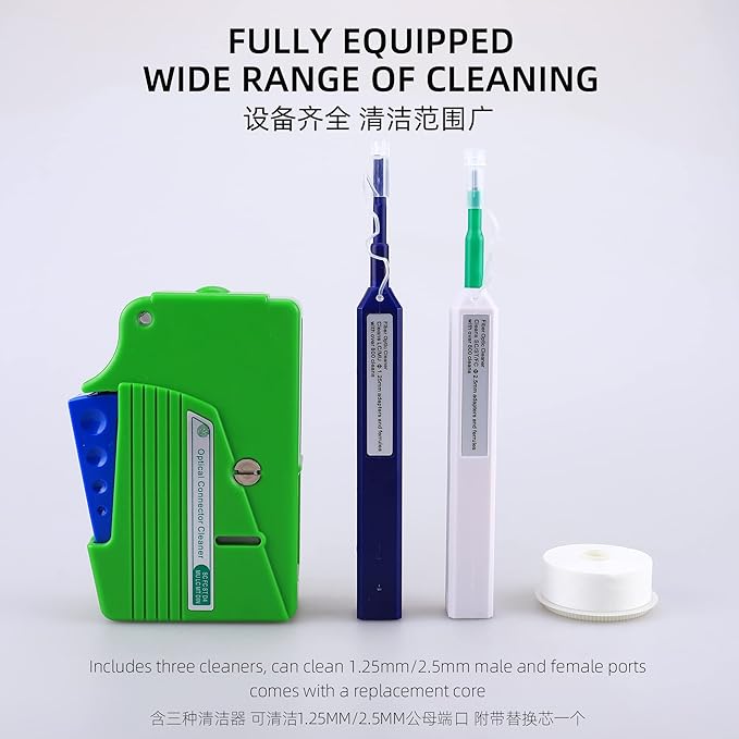 FTTH Optical Fiber Cable Cleaner Pen Tool Kit 2.5mm LC MU 1.25mm SC FC ST LC Connector Joiner Fiber Optic Cleaning Box Tool 500+ Cleans