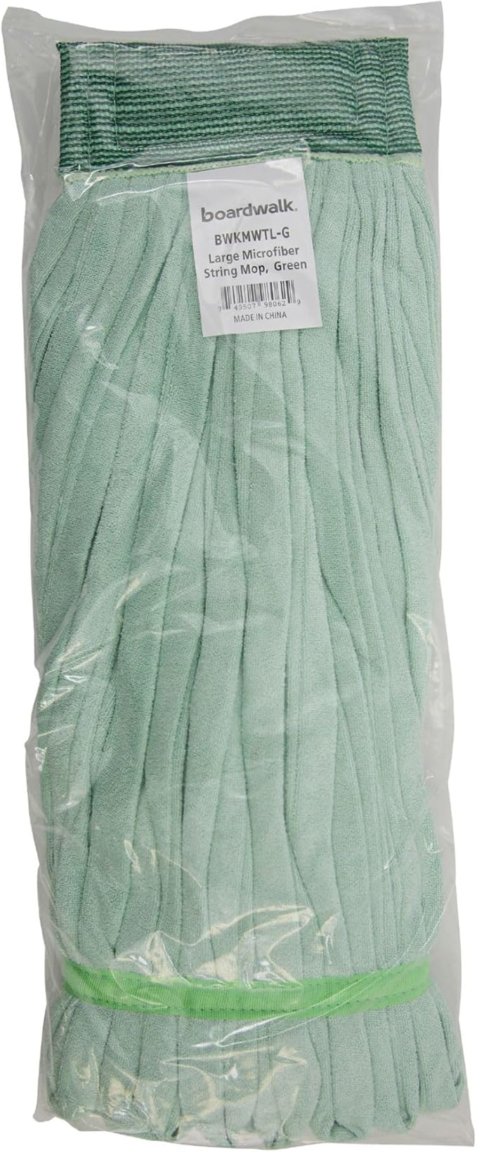 Boardwalk Microfiber Looped-End Wet Mop Head, Large, Green, 12/Carton