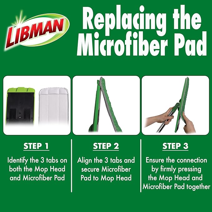 Libman Rinse 'n Wring Mop and Bucket System Refills | Microfiber Floor Mop | Hardwood Floor Cleaner | Wet & Dry Mop | 6 Total Microfiber Refill Pads