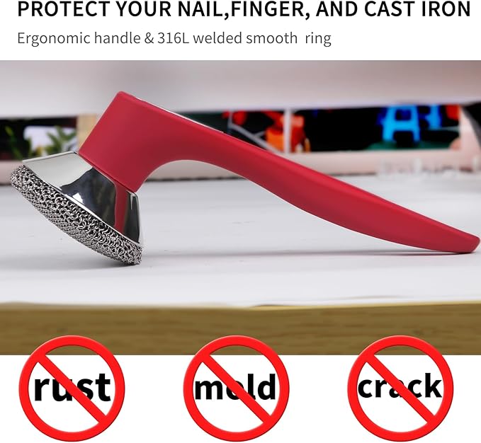 2pcs Cast Iron Oil/Wax/Conditioner Applicator+Cast Iron Cleaning Scrubber Brush-Cast Iron Care Accessories