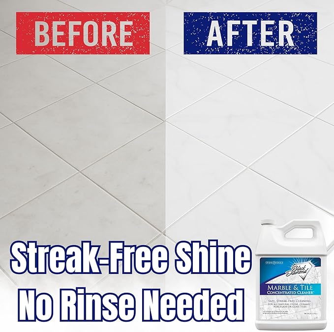 Black Diamond Stoneworks Marble & Tile Floor Cleaner Concentrate, pH Neutral, Streak-Free & No-Rinse Formula for Granite, Travertine, Limestone, Slate, Ceramic & Porcelain Floors (4-Gallons)