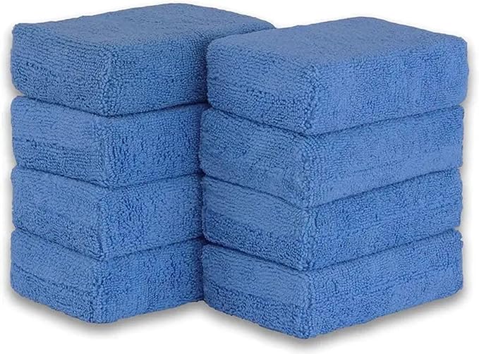 8PCS Microfibre Car Wax Applicator Pads Soft Auto Detailing Wax Sponge Rectangle Foam Car Paint Care Pad Polishing