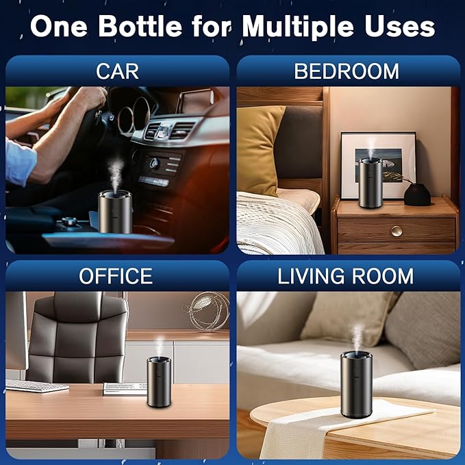 Smart Car Air Freshener, Car Air Freshener Diffuser with 100ml Perfume, Long Lasting Lasts 6 Months, RGB Music Syncing Light, Auto On/Off, 5 Adjustable Rechargeable Aroma Diffuser, New Car Smell