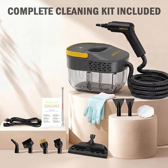 15 Accessories Steam Cleaner for Home,1.69QT Tank Handheld Steamer for Cleaning, Potable Pressurized Steam Cleaner for Grout, Car Detailing, Tile, Floor, Cloth