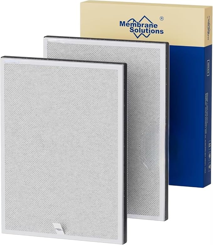 Membrane Solutions MSA3/MSA3S Genuine Smoke Removal Air Purifier Filter Replacement 2 Pack, Upgraded 6-in-1 H13 True HEPA Filter
