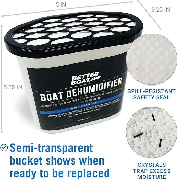 Moisture Absorber 6 Pack with Activated Charcoal Dehumidifier Bucket, Unscented Odor Absorber for Closet Basement Bathroom Boat RV, Disposable - Better Boat