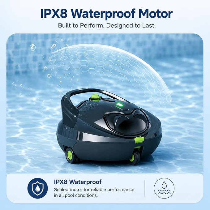 Pooloob PF1 Pro Pool Robot Vacuum with Floating Buoy & Tether, for Daily Clean Pool Maintenance Cleaner, Not for Initial or Deep Cleaning, Floor Only Cleaning for All Flat-Floor Above/In Ground Pools