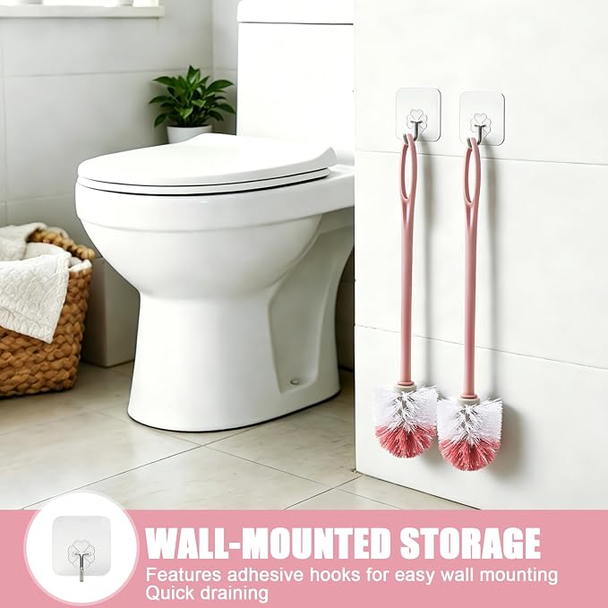 15 Pcs Toilet Brush,17.3" Bathroom Toilet Bowl Brush,Commercial Heavy Duty Toilet Bowl with Hook & Gloves,Long Handle Toilet Bowl for Household Cleaning,Professional/Janitorial Scrub Brush for Toilet