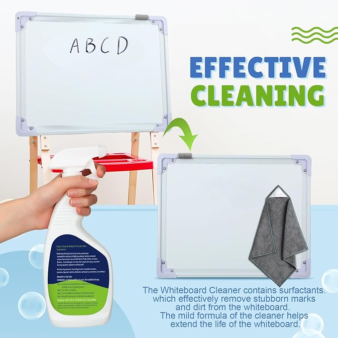 Fuyoooo 8 Pcs Whiteboard Cleaner Set 4 17 fl oz Dry Erase Board Liquid Cleaner with 4 Cloths White Board Cleaning Spray for Classroom Chalkboard Home Office (Grey)