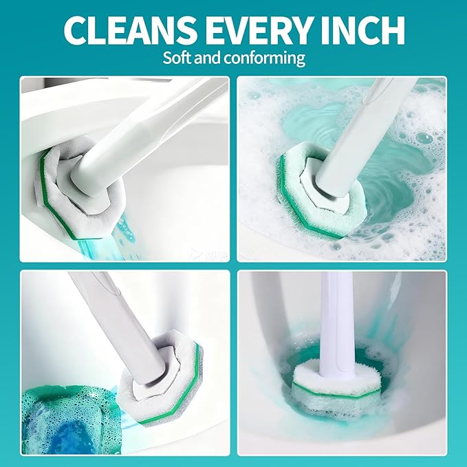 60 Count Toilet Brush Heads, Toilet Wand Refills for Clorox ，Suitable for Most Disposable Toilet Brushes. Features a Convenient snap-on Design. Both Home and Commercial use.No Falling Apart,