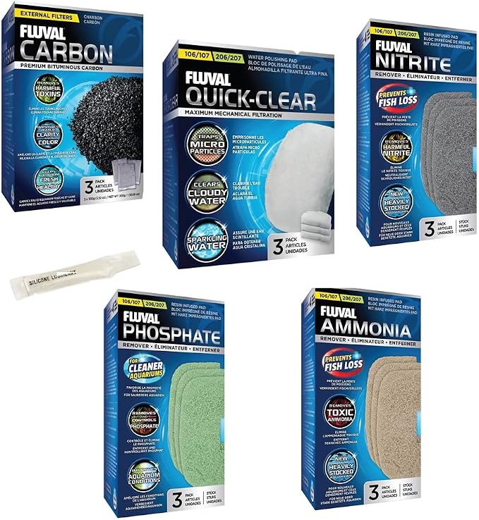 Fluval 106/107 206/207 Canister Filter Monthly Maintenance Kit Plus Bundle (6 Items)