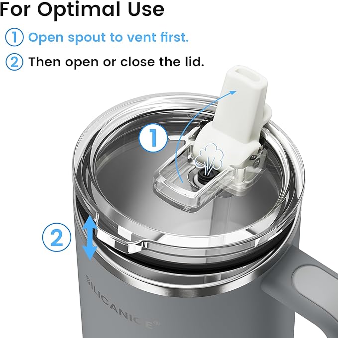 For Travel & Gym – Never Drink from a Moldy Lid Again: 40oz Hygienic Tumbler, 100% Leakproof Lid & Removable Foldable Spout. Reinforced Base, Fits Cup Holders - Gray