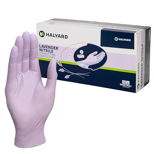 HALYARD Lavender Nitrile Exam Gloves, 3.1 mil, 9.5 Inches, Lavender, Small, Box of 250 - Powder-Free, Non-Sterile Disposable Gloves