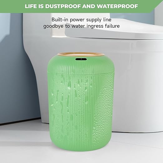 Pukomc Smart Sensor Wastebasket, Convenient and Hygienic Easy to Use, Technology Sensor Waterproof Wastebasket Plastic Trash can for Kitchen, Bathroom, Bedroom, Living Room, Office and Outdoor Green