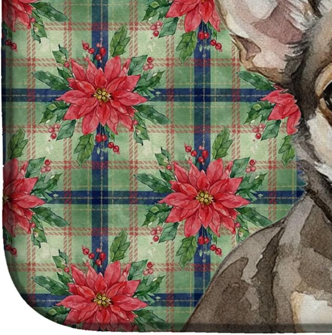 Caroline's Treasures Chihuahua Christmas PoinsettIas Dish Drying Mat Absorbent Dish Drying Mat Pad for Kitchen Counter Dish Drainer Mat for Countertop, 14 x 21", Multicolor