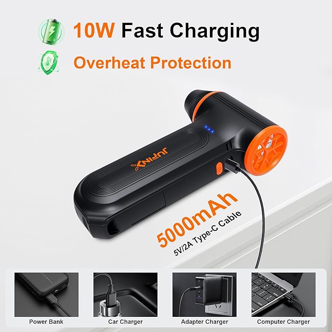 Compressed Air Duster-150000RPM Super Power Rechargeable Air Duster, 3-Gear Adjustable Mini Blower with Fast Charging, Electric Air Duster for Leaves,Computer, Keyboard, (Black)