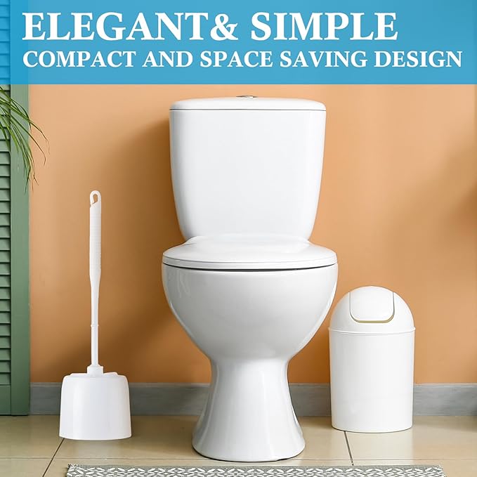Roshtia 24 Sets Toilet Brush and Holder Set for Bathroom Toilet Bowl Brush Scrubber with Caddy for Deep Cleaning, 14.57 Height (White)