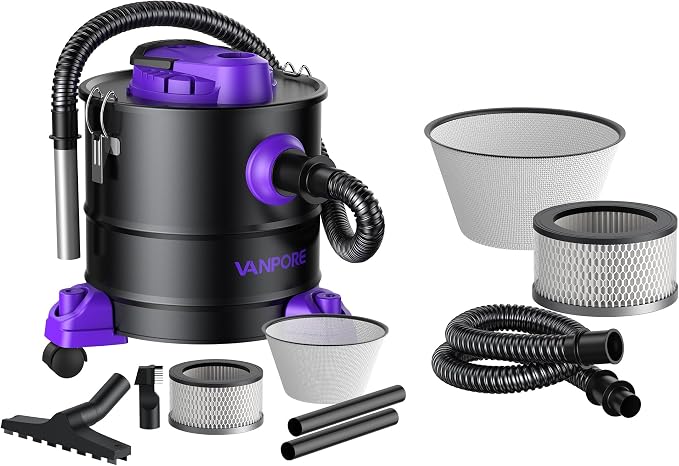 Ash Vacuum + One More Filter Bag & Hepa Filter & Metal Hose