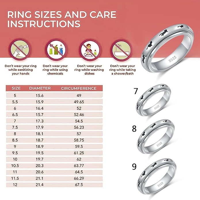 Ladytree Spinner Fidget Anxiety Ring,925 Sterling Silver Stress Relief Worry Ring,Platinum Plated ADHD Autism Jewelry,Birthday Mom Gift for Women