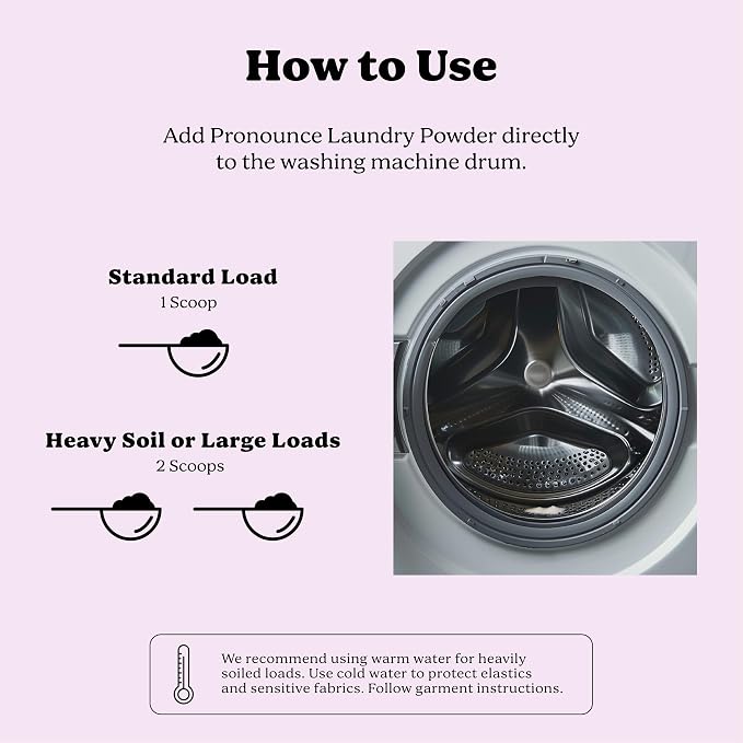 Pronounce Laundry Detergent Powder Alternative | Cleaner Ingredients. Safer for Sensitive Skin. Stain + Smell Fighting. With Essential Oils. HE Safe (Lavender, 120 Loads).