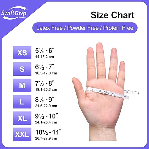 SwiftGrip Disposable Nitrile Exam Gloves, 3mil, Large, Box of 100, Violet Nitrile Gloves Disposable Latex Free for Medical, Cleaning, Cooking & Esthetician, Food-Safe, Powder-Free, Purple