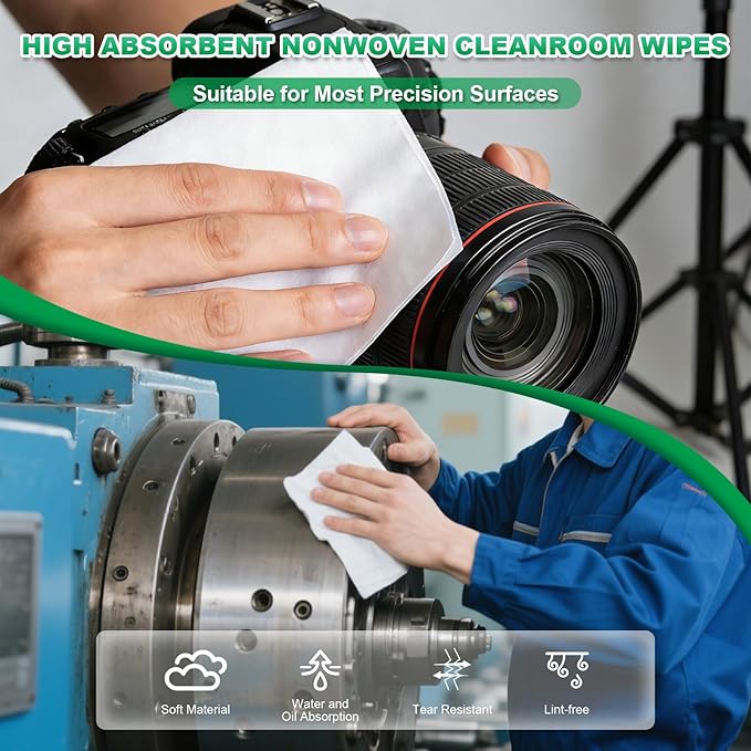 Cleanroom Wipes 12" x 12" Lint Free Wipes for Laboratory, Electronics, Pharmaceutical, Printing, Automotives and Semiconductor Industries (56GSM, 150 Pcs)
