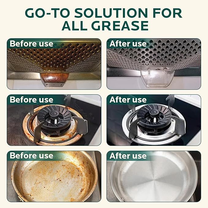 Degreaser Cleaner Heavy Duty Spray: Foaming Kitchen Cleaner Spray Cuts Through Baked-On Grease on Ovens Stove Tops Grills - Clean Up Kitchen Oil Stains Spray for Multi-Surface Cookware & Countertop