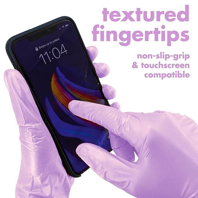 Colortrak Disposable Nitrile Gloves, Pink, Luminous Collection Lilac Frost Latex-Free, Powder-Free Hair Color Gloves for Chemical Processing & Salon Services, 100 Count, Large
