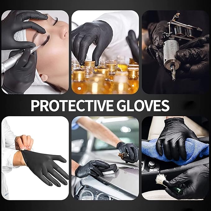 Jointown 5.5 Mil Nitrile Exam Gloves, Medical Black Gloves Disposable Latex Free Medium Powder-Free For Exam, Mechanic