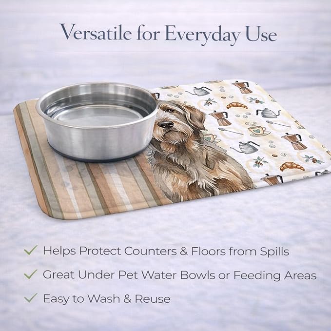 Caroline's Treasures Grizzle and Tan Otterhound Coffee Bar Dish Drying Mat Absorbent Dish Drying Mat Pad for Kitchen Counter Dish Drainer Mat for Countertop, 14 x 21", Multicolor