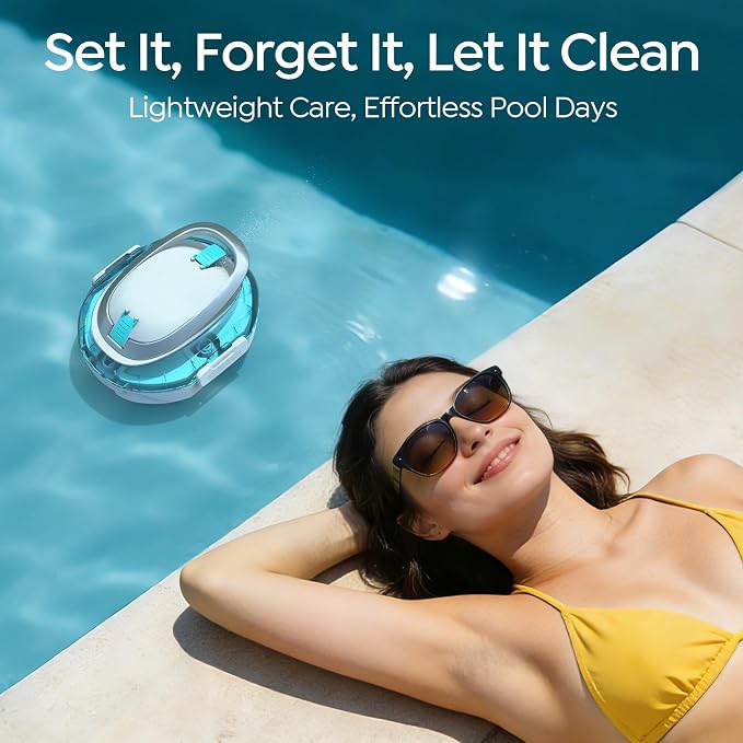 S2 Robotic Pool Cleaner for Above Ground Pools, Efficient Coverage for Small to Medium Pools, Dual-Layer Filtration, 90-Min Cleaning Support, Self-Parking, Easy Maintenance (Sky Blue)