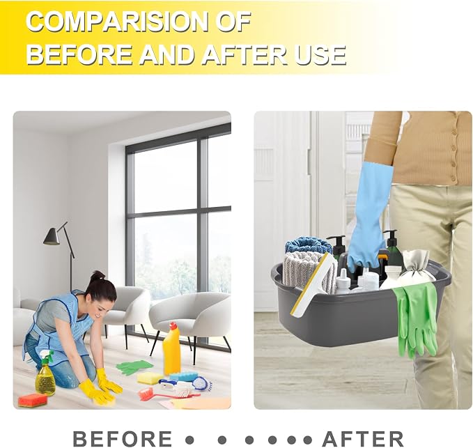Cleaning Supplies Caddy Organizer with Handle Plastic Tool Storage Basket for Bathroom, Kitchen, Under Sink,2 Pack with 2Pack Microfiber Cleaning Cloths, Blue
