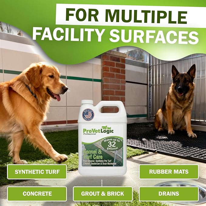 ProVetLogic Kennel & Turf Care- Floor Cleaner, Synthetic Pet Turf Cleaner, Deodorizer & Drain Maintainer (Concentrated)- 1/2 Gallon