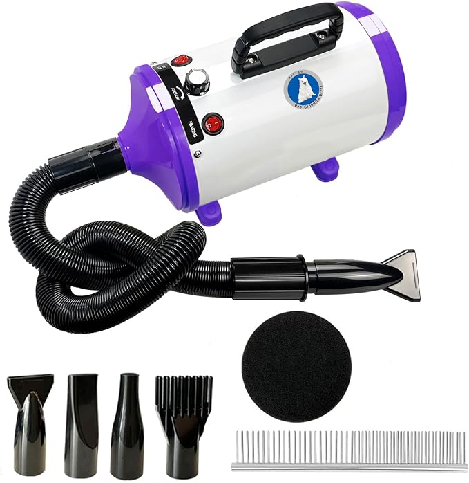 Dog Dryer,High Velocity Professional Dog Grooming Dryer,Adjustable Temperature and Speed with 4 Different Nozzles