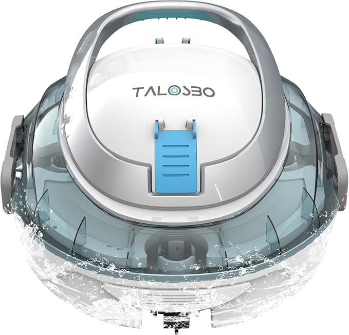 Robotic Pool Cleaner Cordless Automatic Pool Vacuum for Above Ground Pools, Sky Blue