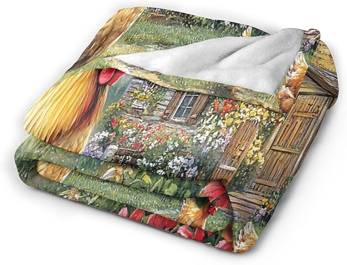 Tijuboni Rooster Chicken Throw Blanket Rooster Gifts for Girls Boys Women Men Kids Adults Soft Flannel Fleece Blanket for Couch Sofa Bed Home Decor 50"x60"