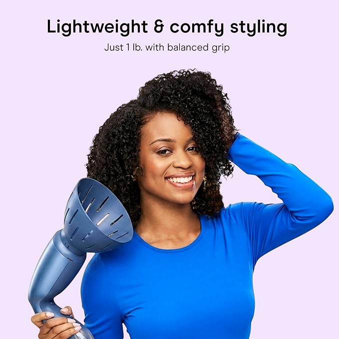 Conair InfinitiPRO Steam Therapy Curl Refresher Hair Steamer | Gentle Steam Therapy Revives Flat or Dry Natural, Coily, and Curly Hair, Blue, S03L