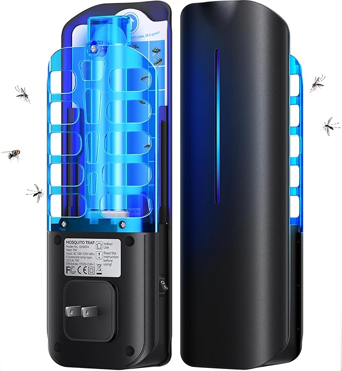 Flying Insect Trap Plug in Mosquito Bug Zapper Indoor Gnat Moth Catcher with 9W Night UV Light, 10 Sticky Glue Board Refills for Home Office