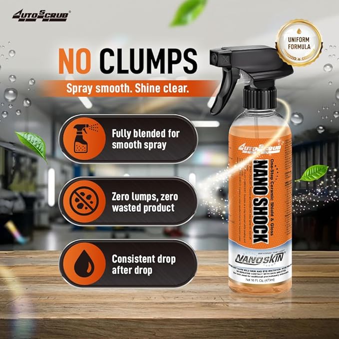 Nanoskin NANO SHOCK One-Step Ceramic Shield & Gloss 55 Gallons – SiO2 Spray Sealant, Clay Lubricant & Hydrophobic Coating | Easy Spray-On Wipe-Off Gloss for Cars, Trucks & RVs