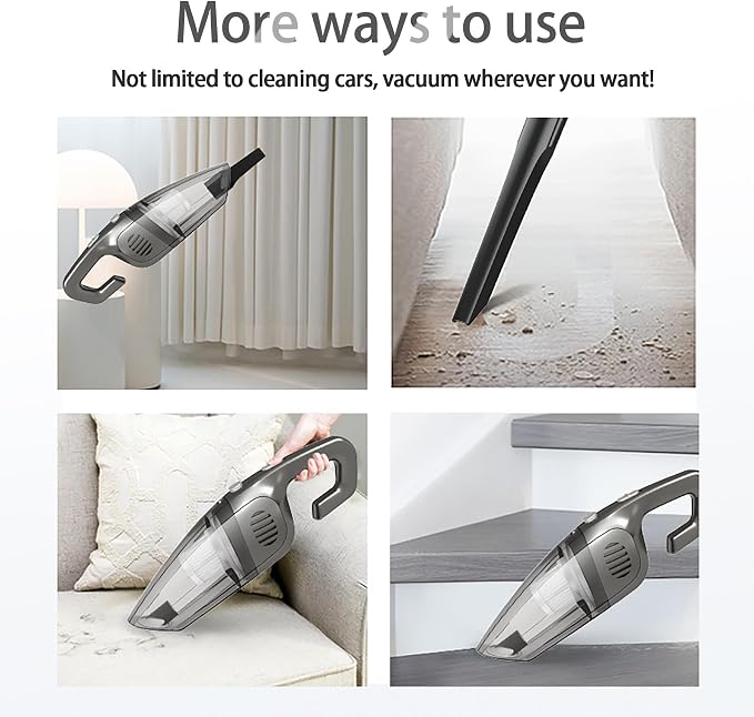 BZY Handhled Vacuum Cordless Portable,16500Pa High Power Rechargeable with Multi Accessories Lightweight Small Portable Dust Busters Cordless Rechargeable for Car,Office and Home Cleaning Grey