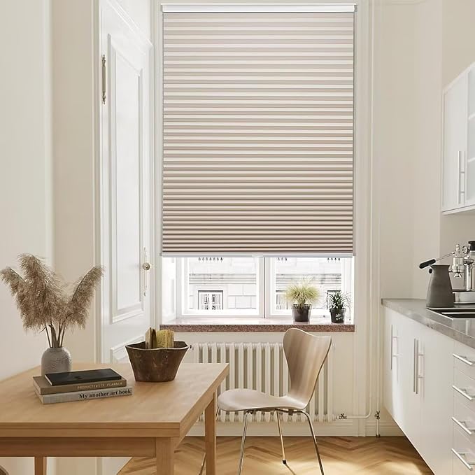 MYshade Cordless Blackout Cellular Shades, 1.5" Honeycomb Window Blinds for Bedroom & Nursery, Thermal Insulated, Noise Reducing, Privacy Shades, Inside or Outside Mount (36" W x 64" H, Beige)