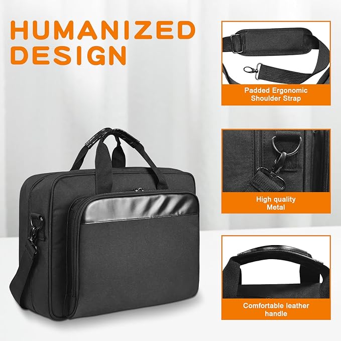 Double-Layer Portable Mobile Printer Storage Bag with 16.14 in Compatible with HP Tango/Tango X, HP Officejet 250/200 Printer Carrying Case with Laptop Layer, Shoulder & Trolley Strap