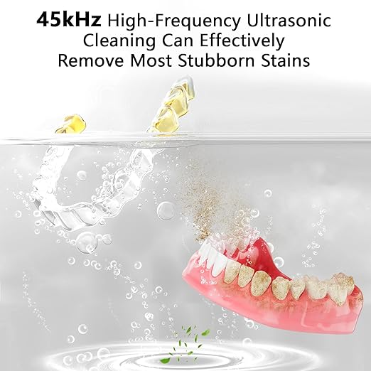 Dental Ultrasonic Retainer Cleaner Machine-45khz, Cleaning for Dentures, Mouth Guards, Aligners, Night Guards, Braces, Toothbrush Heads & Jewelry,Protable UV Retainer Cleaning Pod for Home &Travel