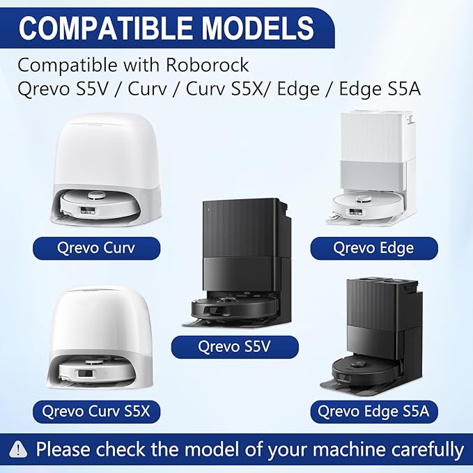 34 PCS Qrevo S5V Replacement Accessories Compatible with Roborock Qrevo Curv/S5X/Edge/Edge S5A/Qrevo S5V Robot Vacuum, 2 Mainbrush, 6 Scent Tablets,4 HEPA Filters, 6 Dust Bags,6 Mop Pads, 6 Side Brush