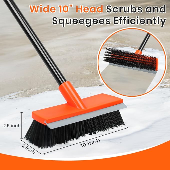 Deck Brush and 2 Pack 24-inches Push Brooms for Outdoor Floor Cleaning
