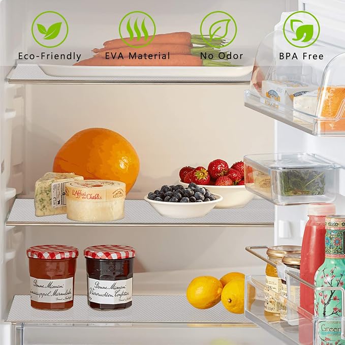 Kitchen Shelf Liner Drawer Liners, Non-Adhesive Refrigerator Liners Waterproof Fridge Mats with Strong Durable Kitchen Cabinets Mat for Drawers, Shelves, Pantry