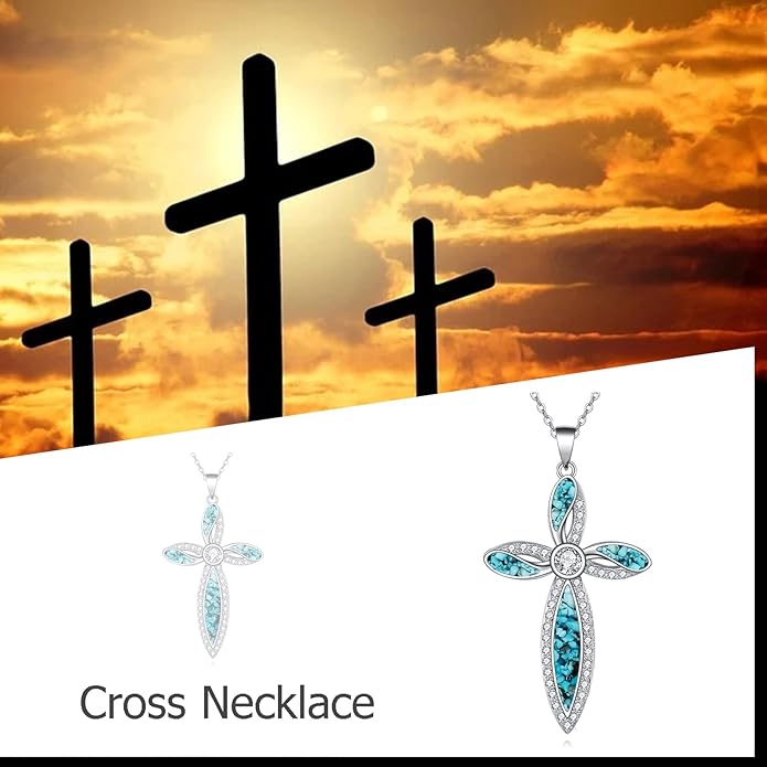 ONEFINITY Religious Cross Pendant Necklace Sterling Silver Origami Cross Pendant Gifts for Women Men Jewelry