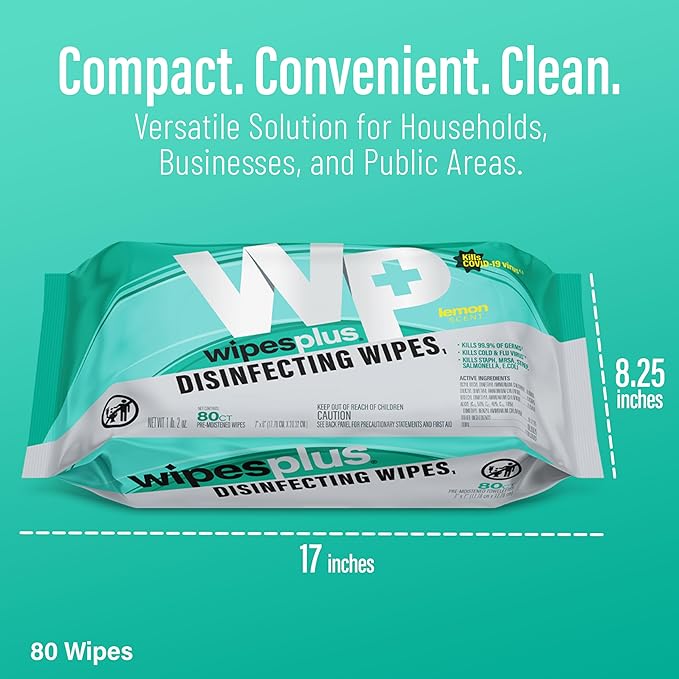 WIPESPLUS Countertop Wipes Table Wipes, Wet Wipes, 960 Count, (12 Packs of 80)